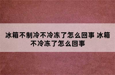 冰箱不制冷不冷冻了怎么回事 冰箱不冷冻了怎么回事